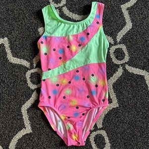 Girls M Freestyle Polka Dot Gymnastics Leotard